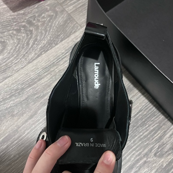 NIB LARROUDÉ Stewart Platform Oxford In Black Leather - Picture 13 of 13